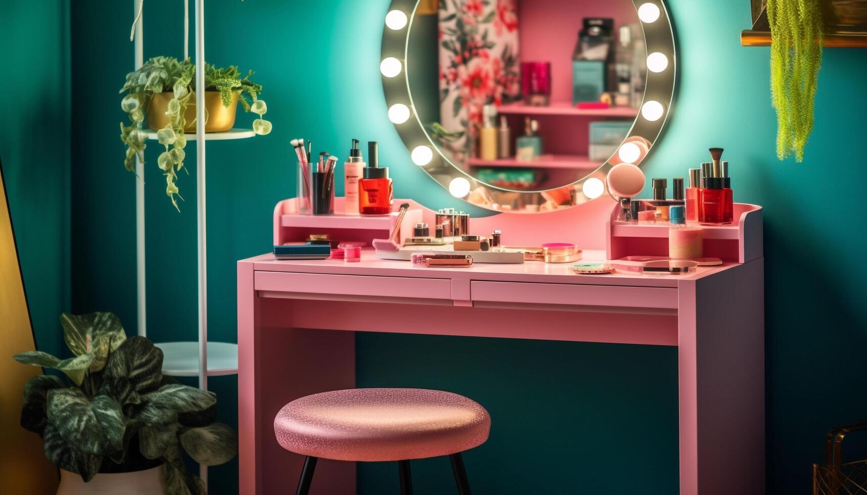 modern elegantie een luxueus huiselijk kamer met levendig kleuren gegenereerd door ai foto