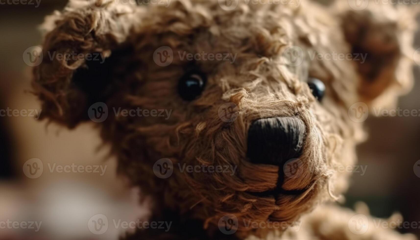 pluizig teddy beer brengt vreugde naar jong kind onschuld gegenereerd door ai foto