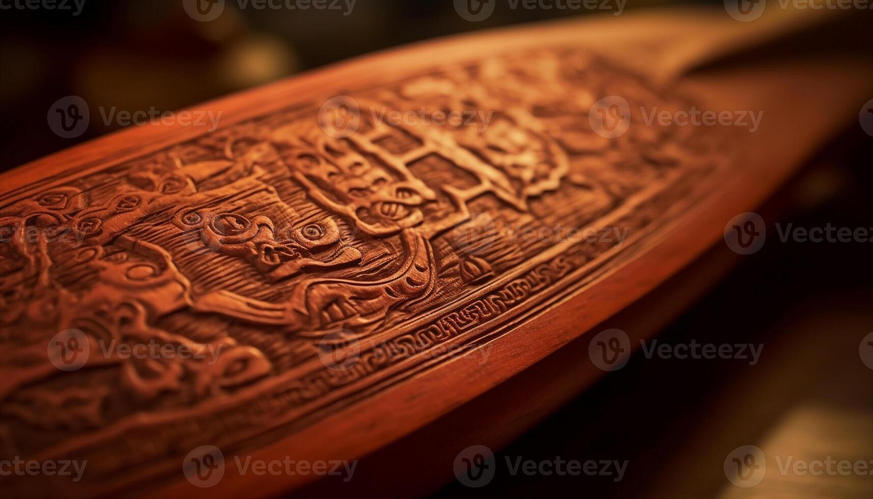 antiek hout boek met overladen kalligrafie, symboliseert geestelijkheid en geschiedenis gegenereerd door ai foto