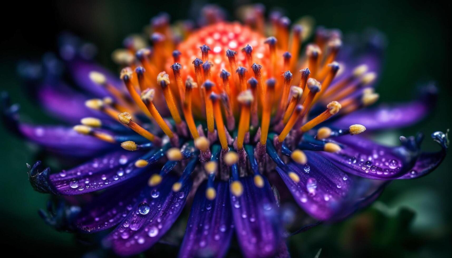 levendig gerbera madeliefje in zacht focus, dauw druppels glinsterend gegenereerd door ai foto