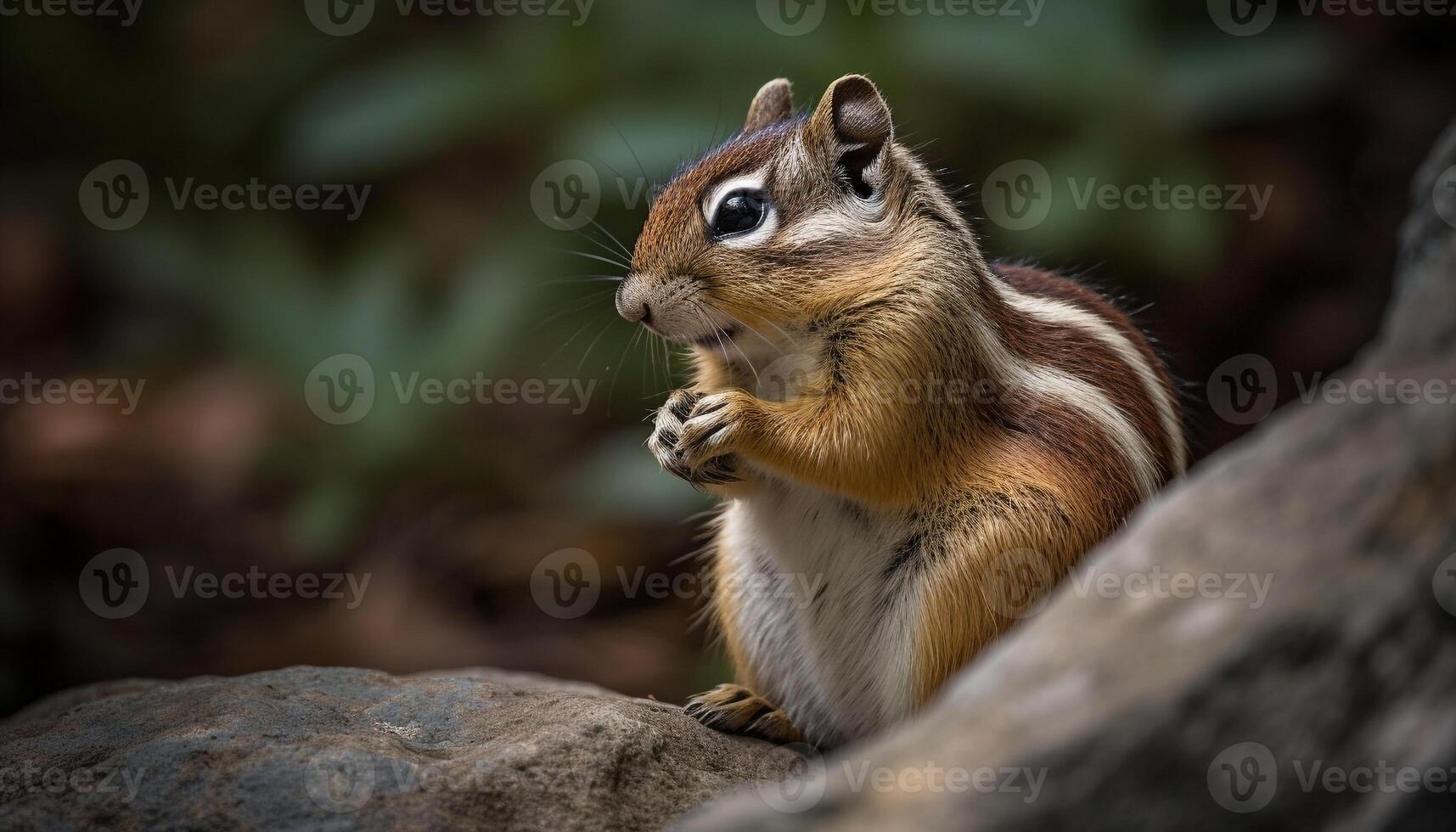 pluizig knaagdier zittend Aan boom, aan het eten gras in herfst gegenereerd door ai foto