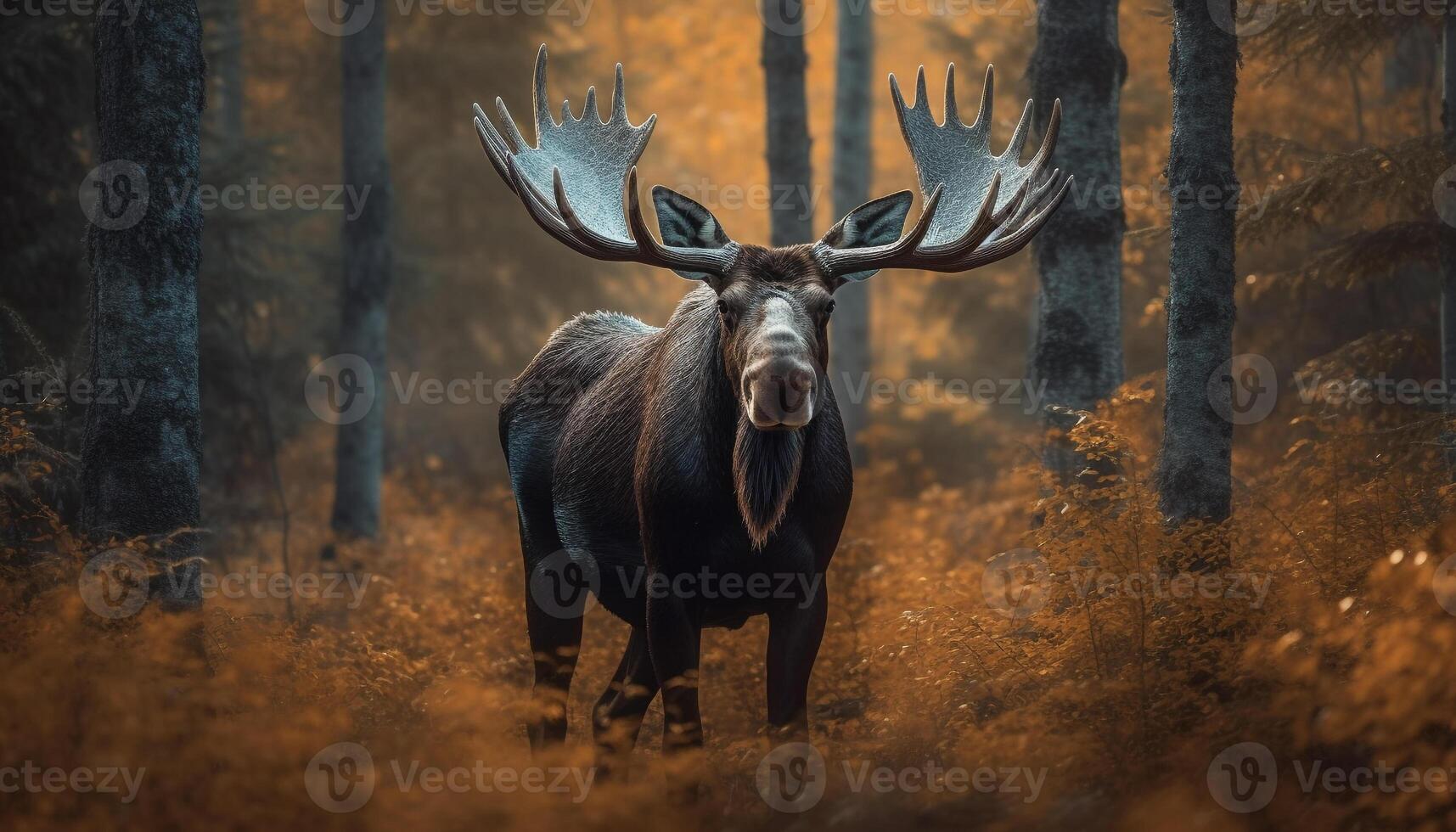 mannetje elanden begrazing in rustig weide, omringd door wildernis schoonheid gegenereerd door ai foto