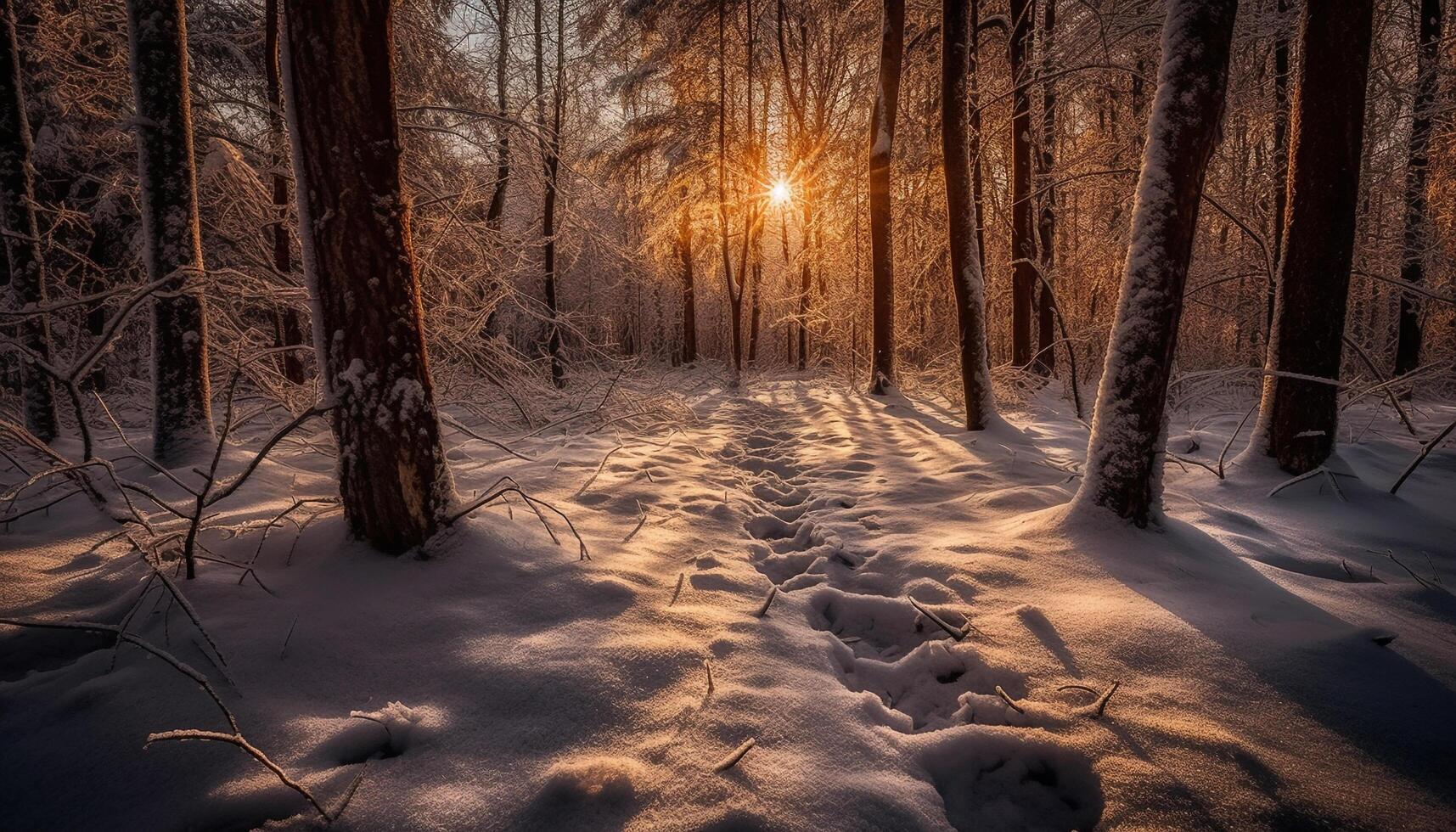 rustig tafereel van naald- bomen in winter ijzig schoonheid gegenereerd door ai foto