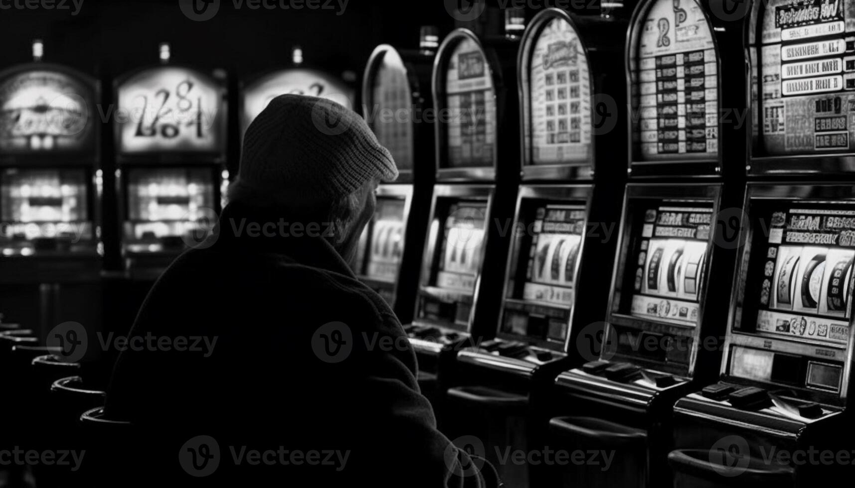 een volwassen musicus spelen oud fashioned vrije tijd spellen in casino binnenshuis gegenereerd door ai foto