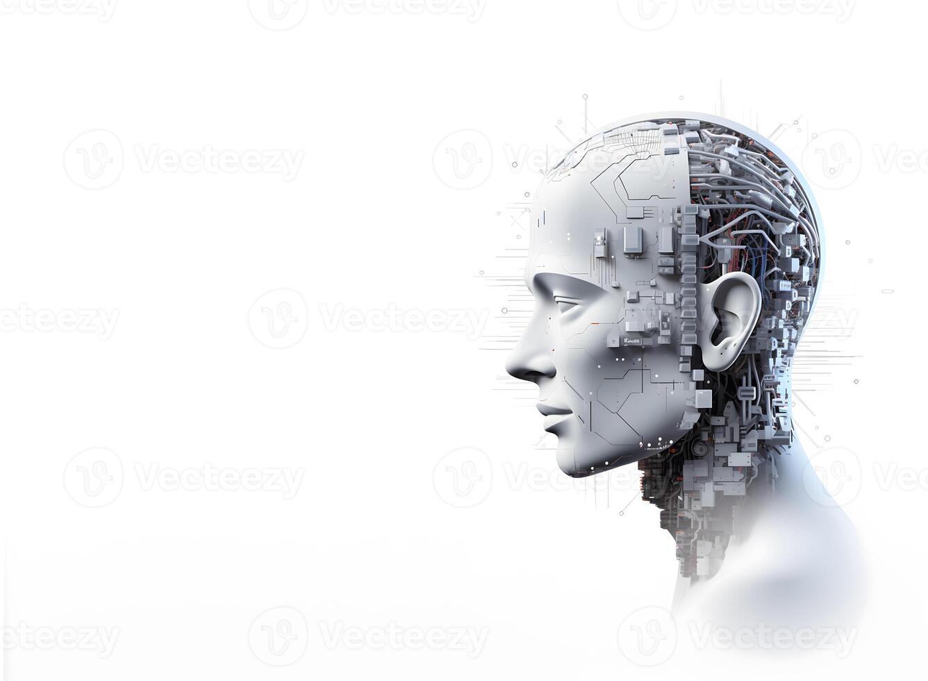 futuristische robot met kunstmatig intelligentie. concept van ai robot, hersen kracht of meester hersenen.ai gegenereerd foto