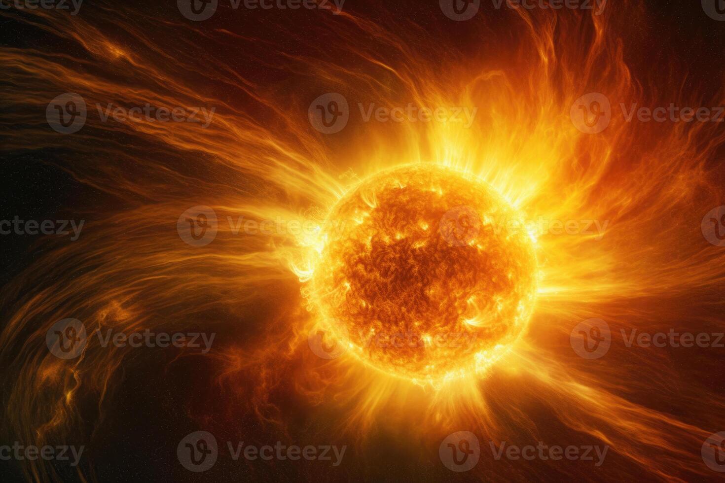 oppervlakte van zon met uitsteeksels, zonne- straling. generatief ai foto