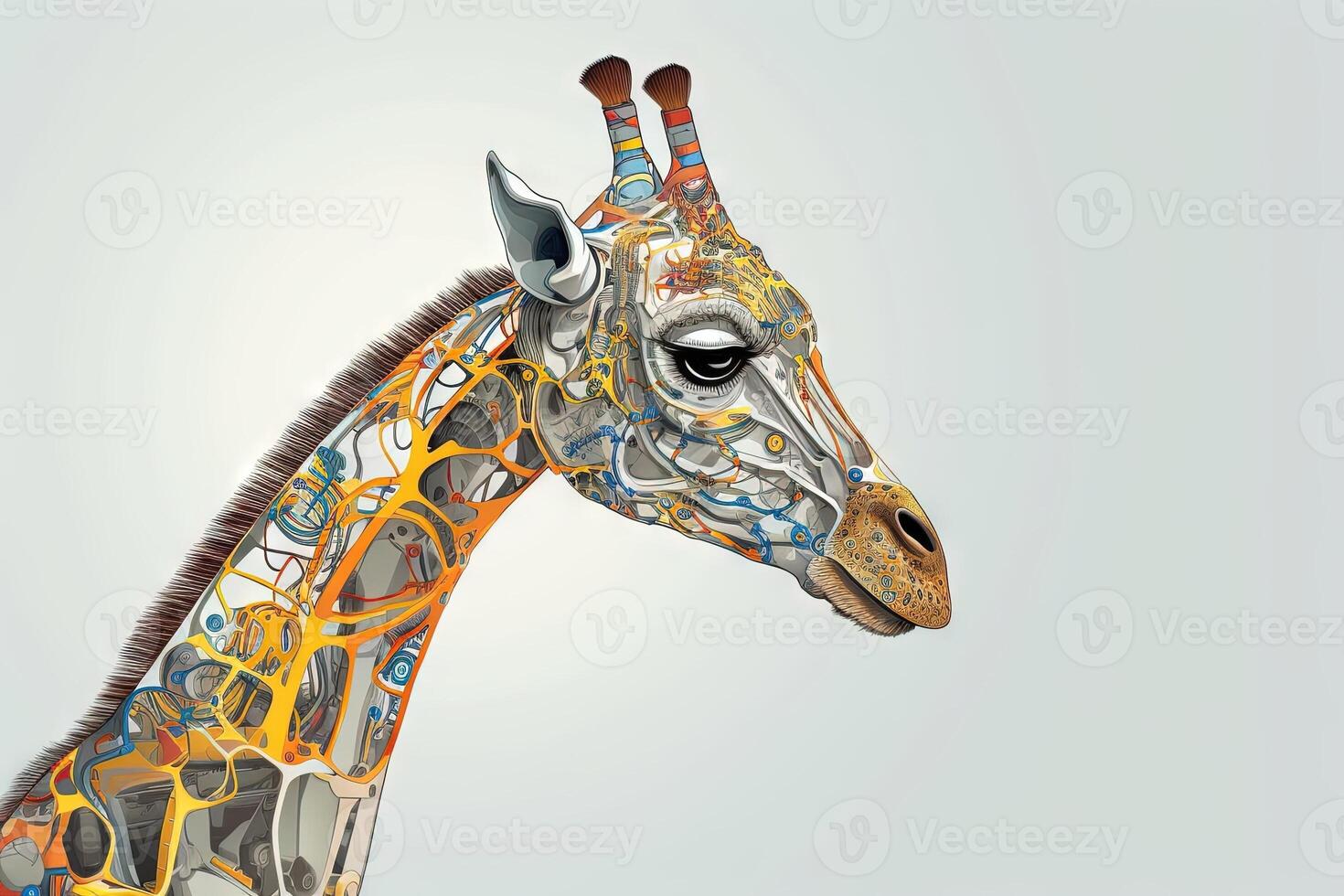 giraffe cyborg dier illustratie generatief ai foto