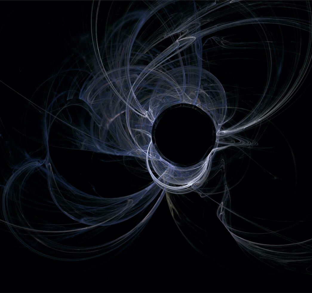 blauw abstract bolvormig lineair patroon Aan zwart achtergrond, behang, ontwerp foto