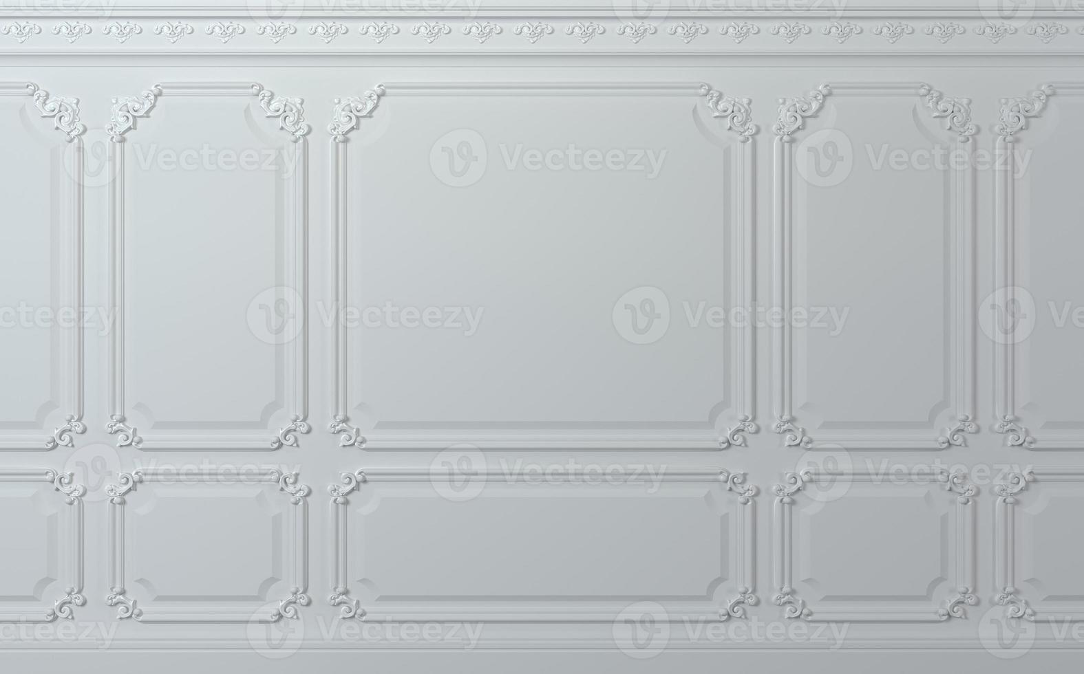klassieke muur van witte houten panelen foto
