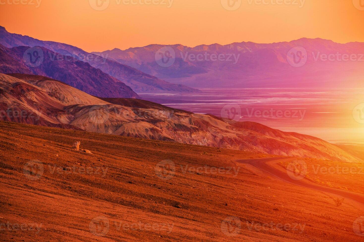 zonsondergang landschap van dood vallei foto
