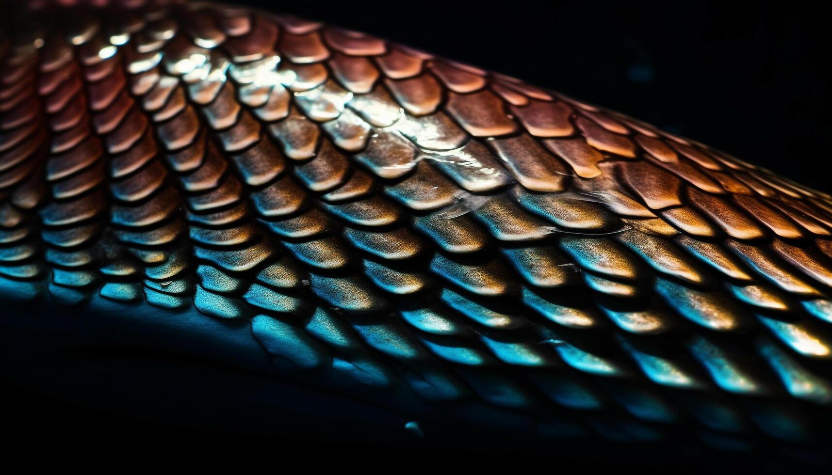 een multi gekleurde hagedis staart weerspiegelt in de blauw onderwater- achtergrond gegenereerd door ai foto