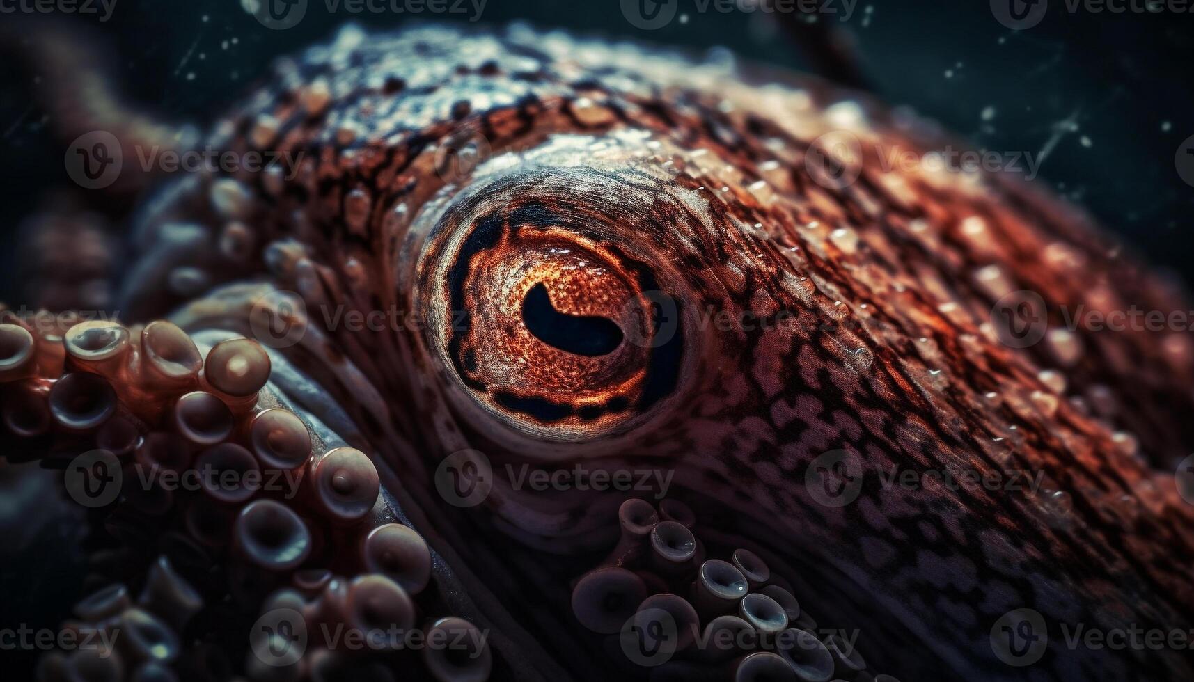 dichtbij omhoog van multi gekleurde Octopus voelhoorn in natuurlijk rif leefgebied gegenereerd door ai foto