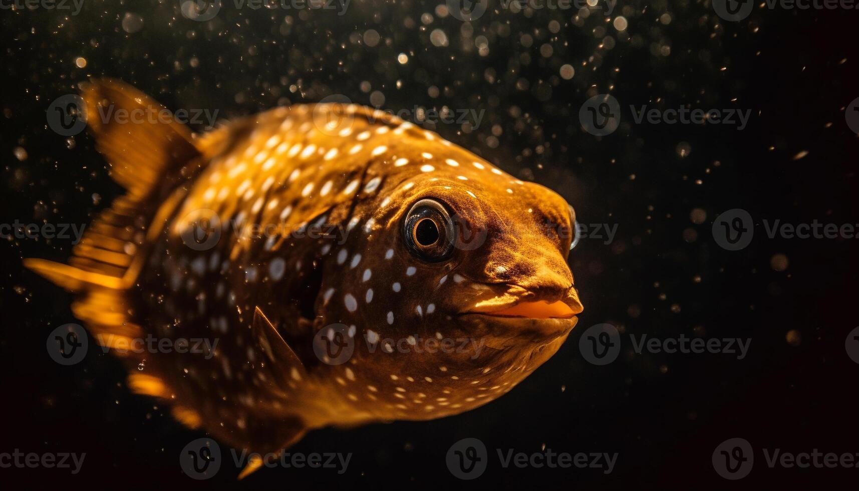 gevlekte vis zwemmen in onderwater- rif, schoonheid in natuur gegenereerd door ai foto