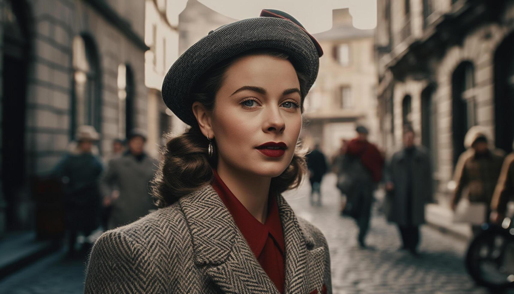 jong volwassen vrouw straalt uit elegantie en vertrouwen in stad mode gegenereerd door ai foto