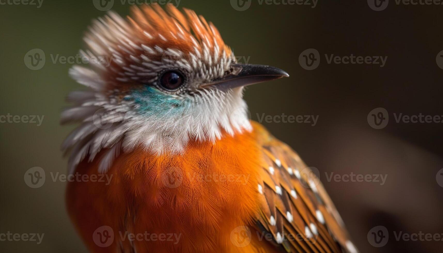 levendig vogel neergestreken Aan tak, veren en bek in focus gegenereerd door ai foto