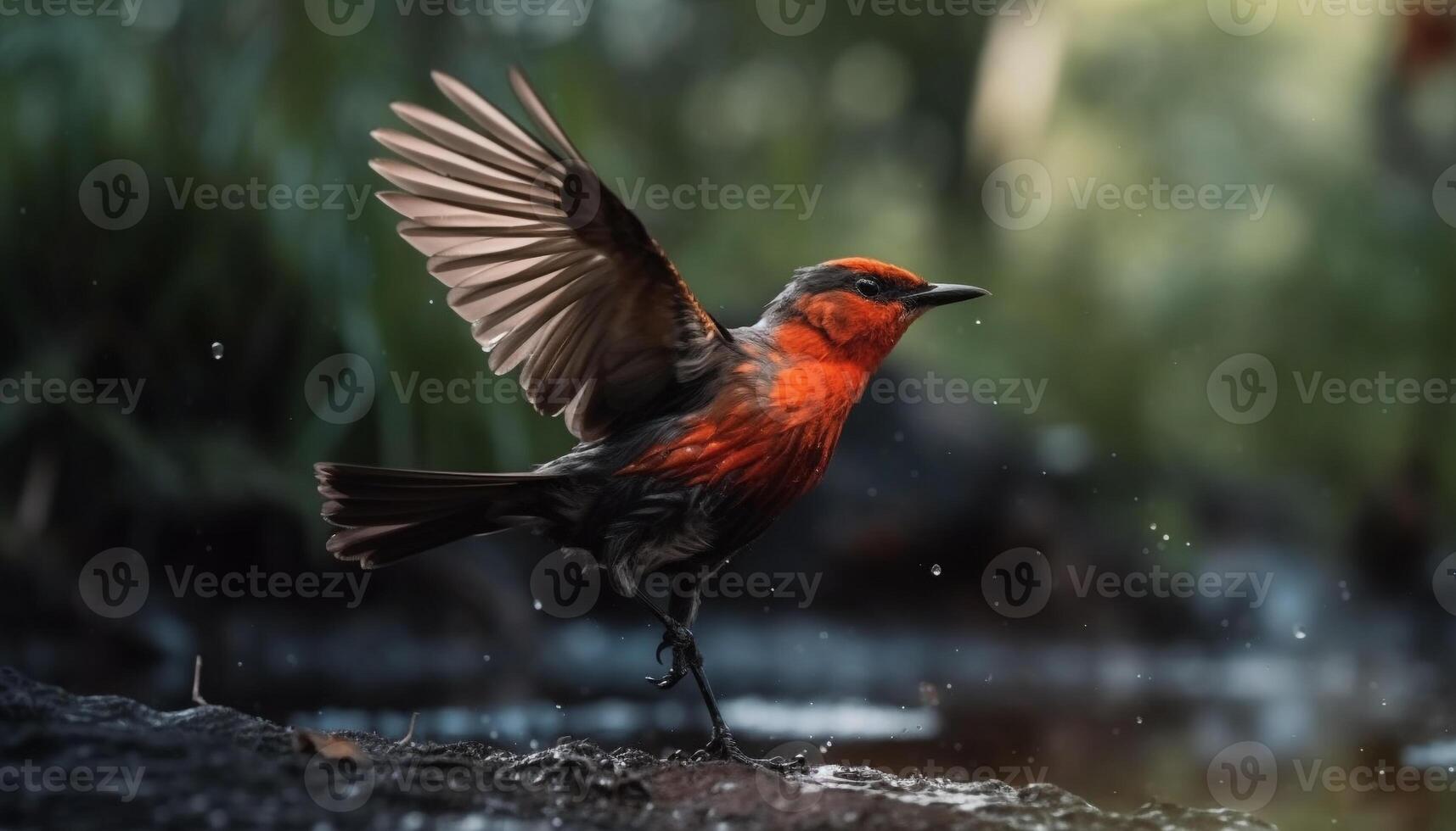 multi gekleurde vogel zitstokken Aan tak, presentatie van natuurlijk schoonheid gegenereerd door ai foto