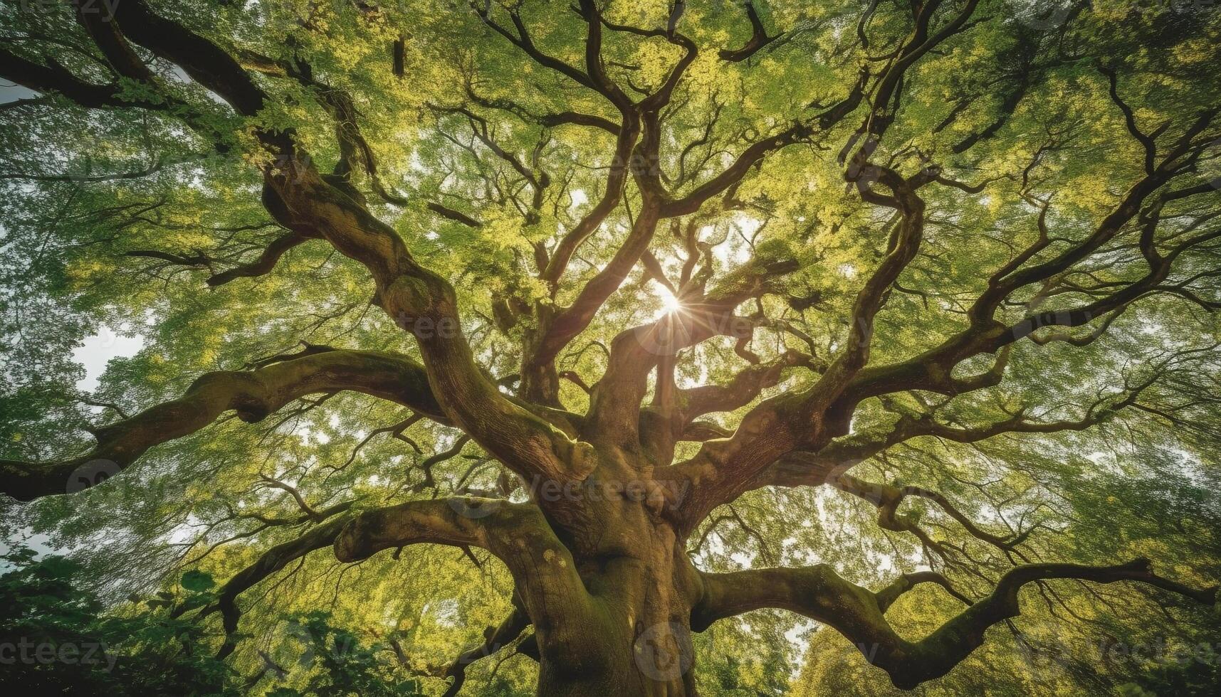 zonovergoten Woud Afdeling met levendig bladeren, een natuur abstract patroon gegenereerd door ai foto