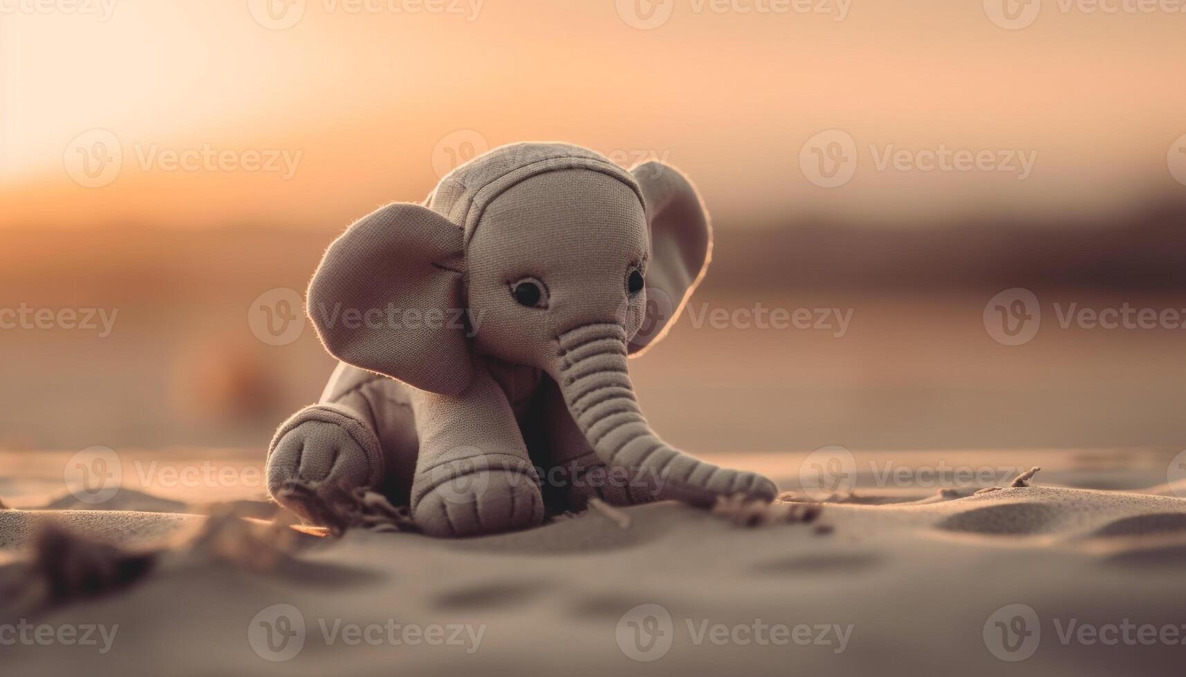 olifant speelgoed- beeldje Toneelstukken in zand, symbool van speels natuur gegenereerd door ai foto