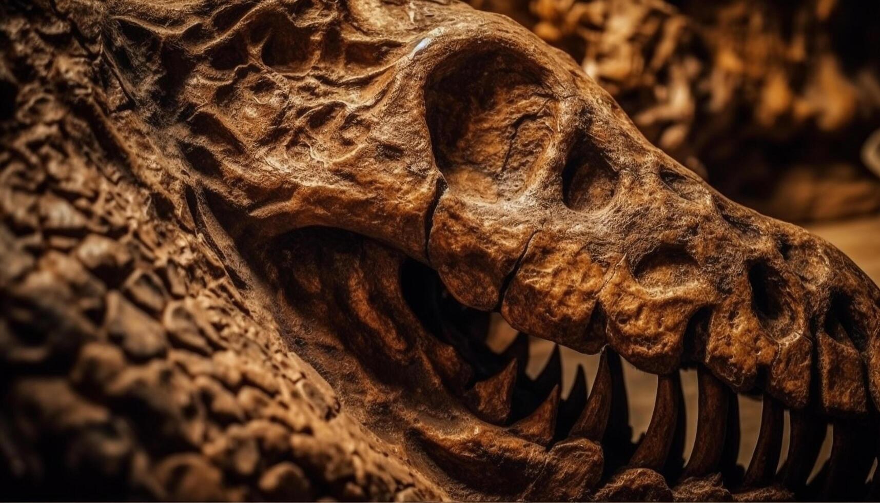 oude dier schedel, gehoornd en spookachtige, een symbool van dood gegenereerd door ai foto