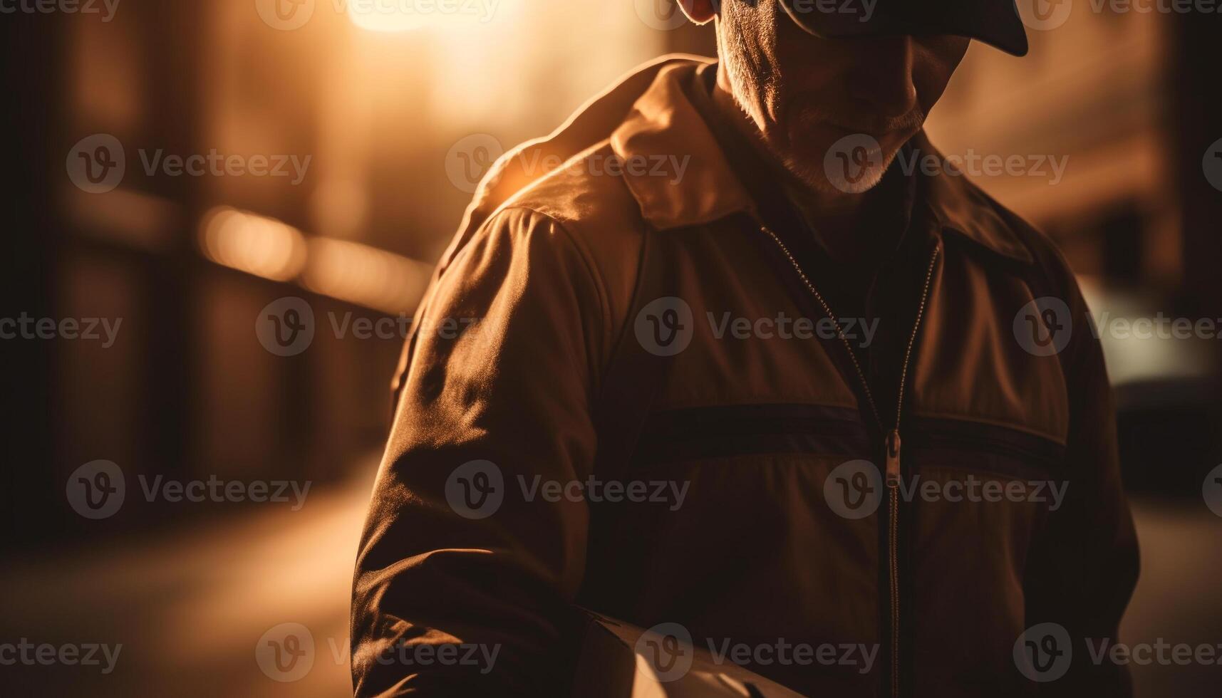 een jong volwassen atleet staand buitenshuis in de donker stad gegenereerd door ai foto