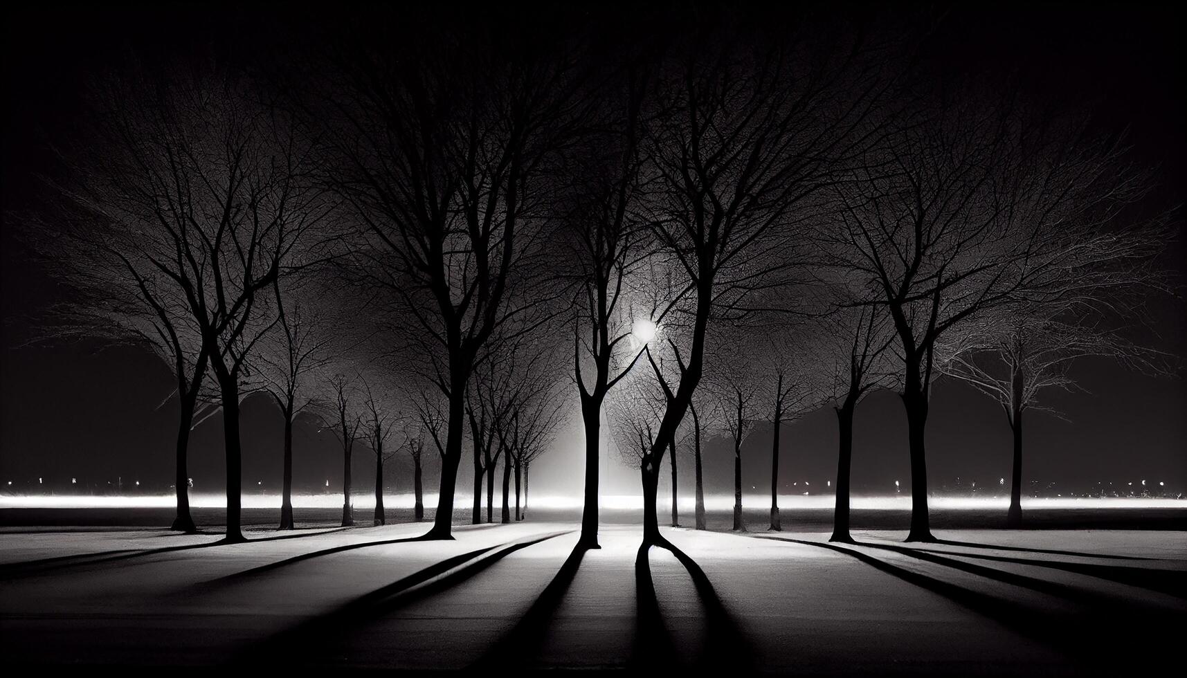 silhouet van spookachtig boom verlichte door maanlicht ,generatief ai foto