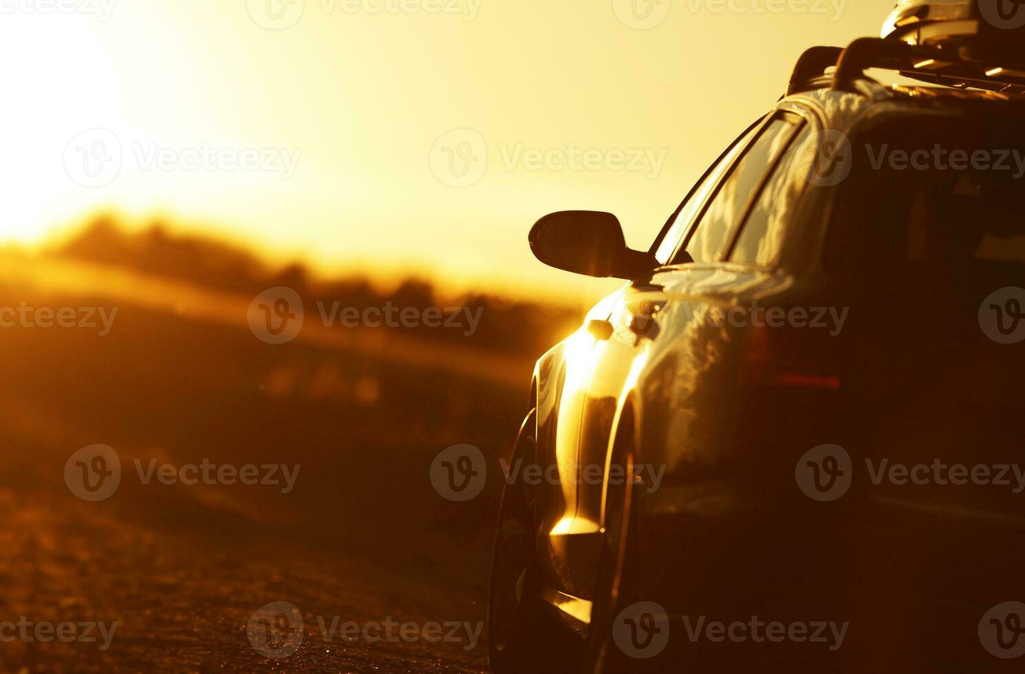 gouden uur auto weg reis foto