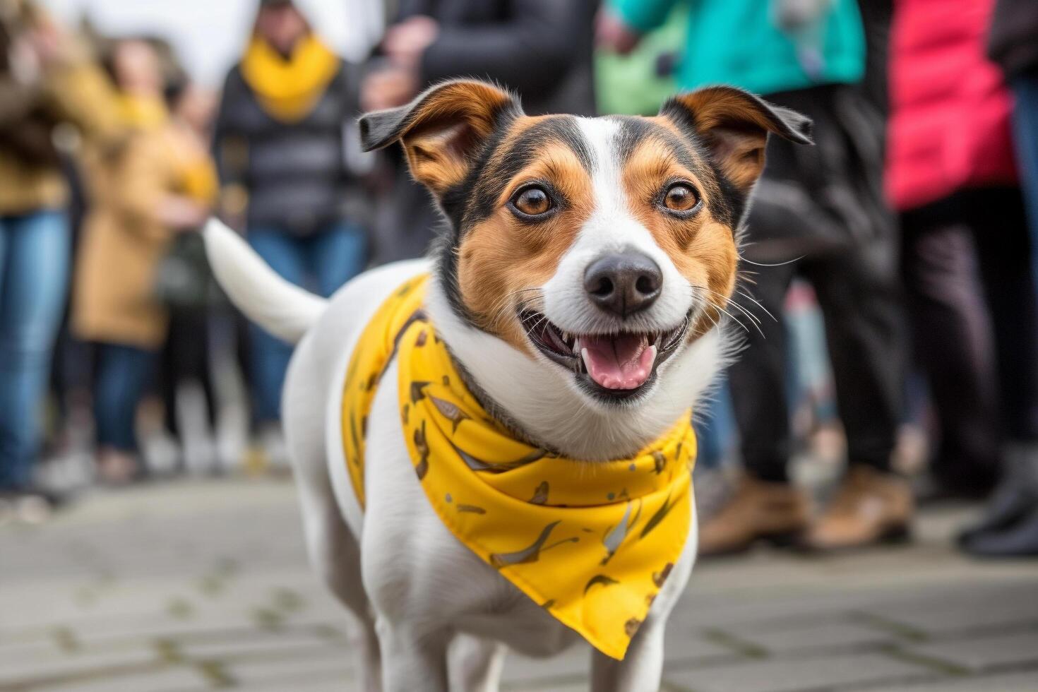 hond in echt leven, gelukkig moment met huisdier ai generatief foto