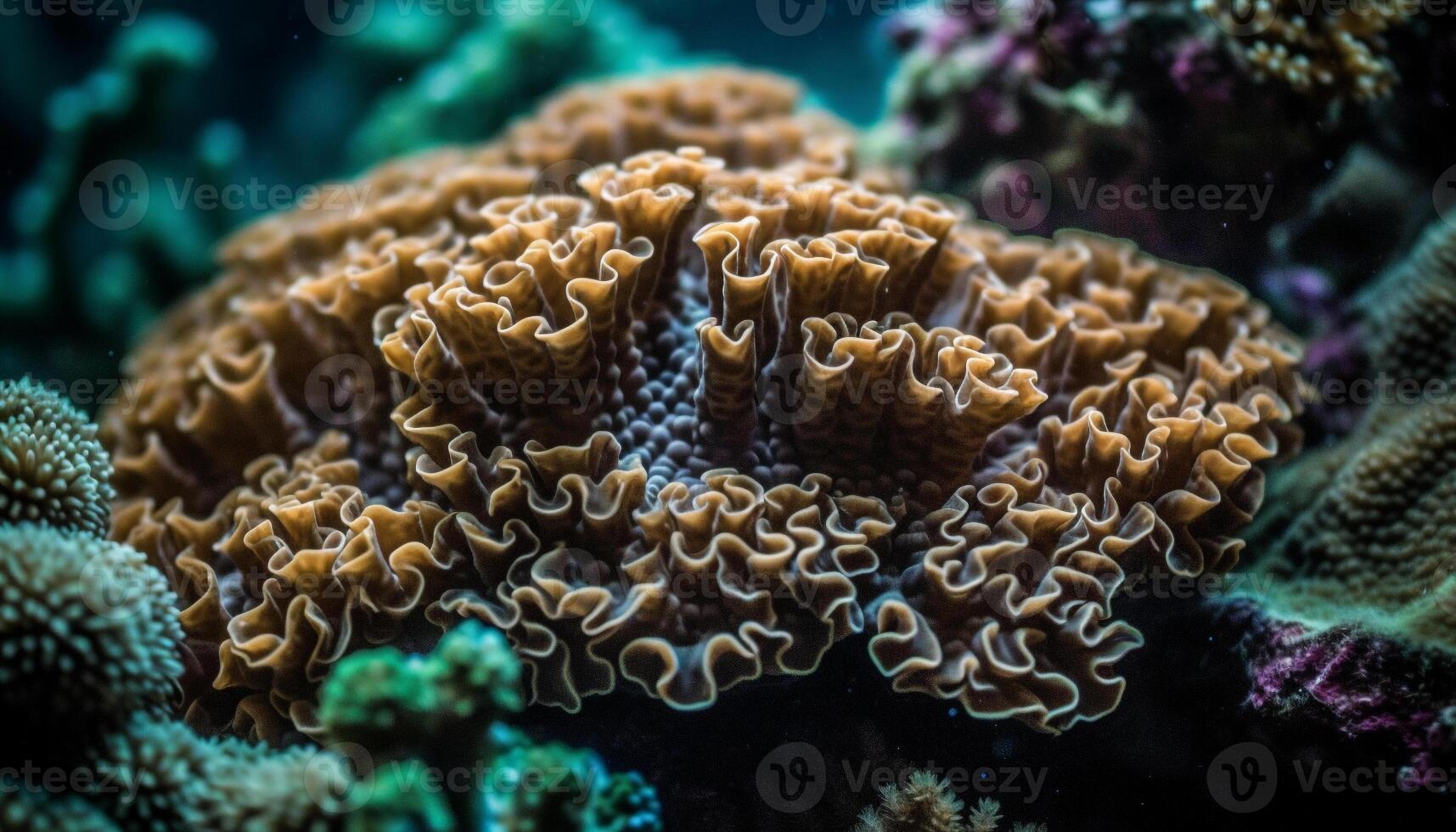 tropisch vis zwemmen in kleurrijk koraal rif gegenereerd door ai foto