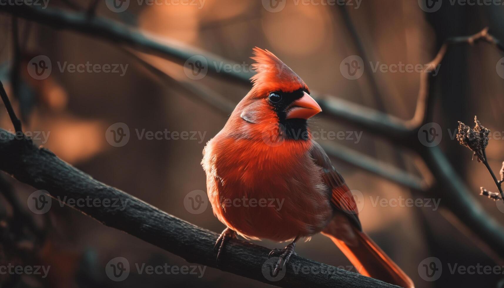 mannetje noordelijk kardinaal neerstrijken Aan levendig groen blad gegenereerd door ai foto