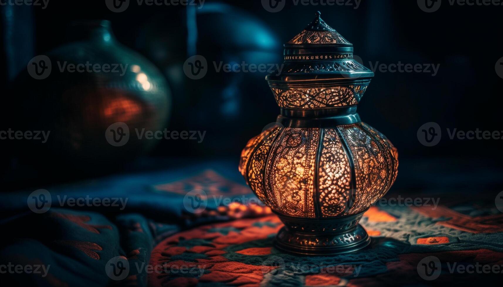 overladen antiek lantaarn verlicht rustiek Arabisch nacht gegenereerd door ai foto