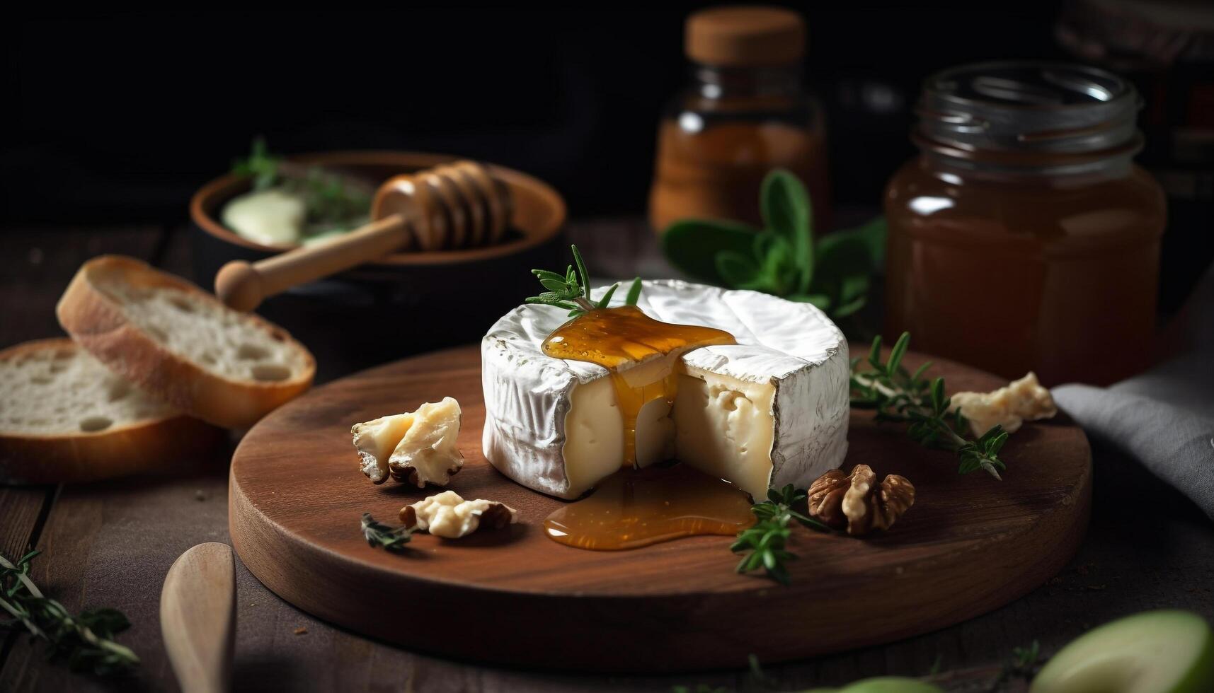 fijnproever plakjes van Camembert Aan rustiek brood gegenereerd door ai foto