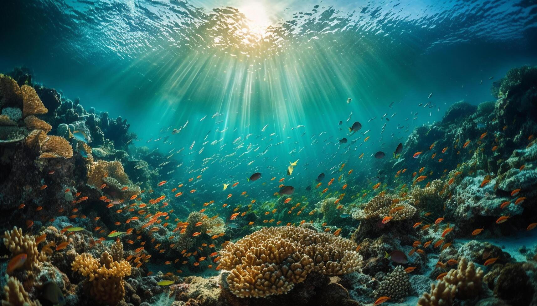 kleurrijk zee leven zwemt in een tropisch rif gegenereerd door ai foto
