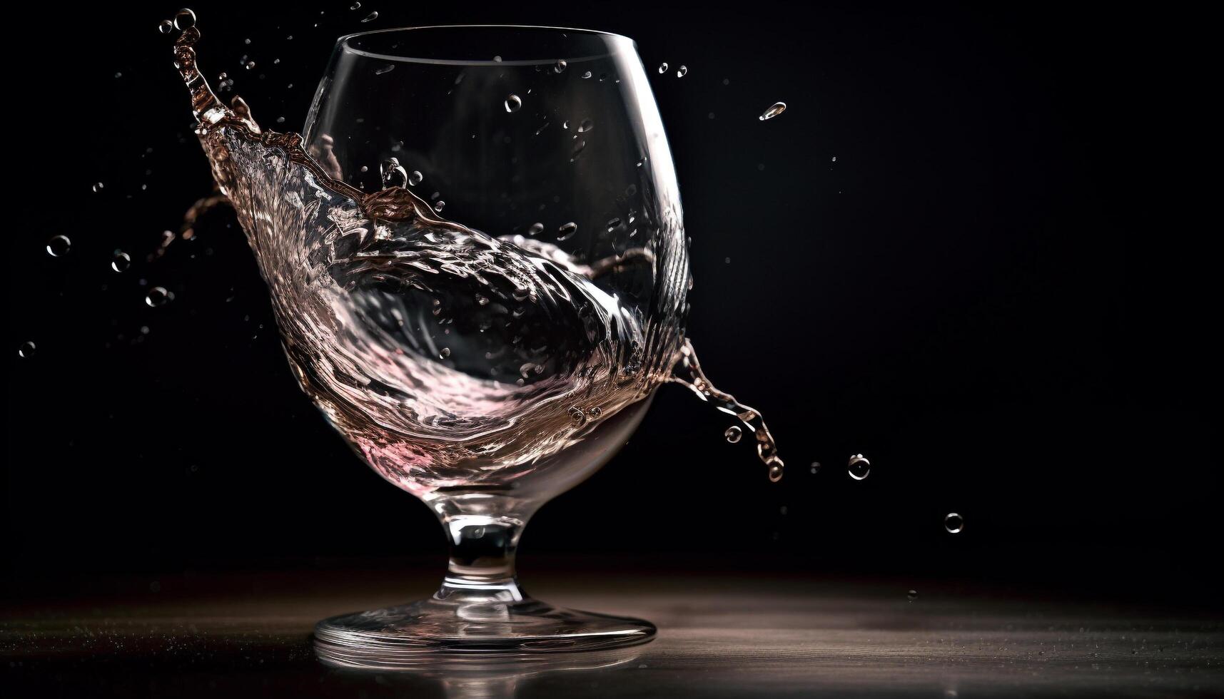 luxe alcohol gieten van kristal fles, spatten reflectie gegenereerd door ai foto