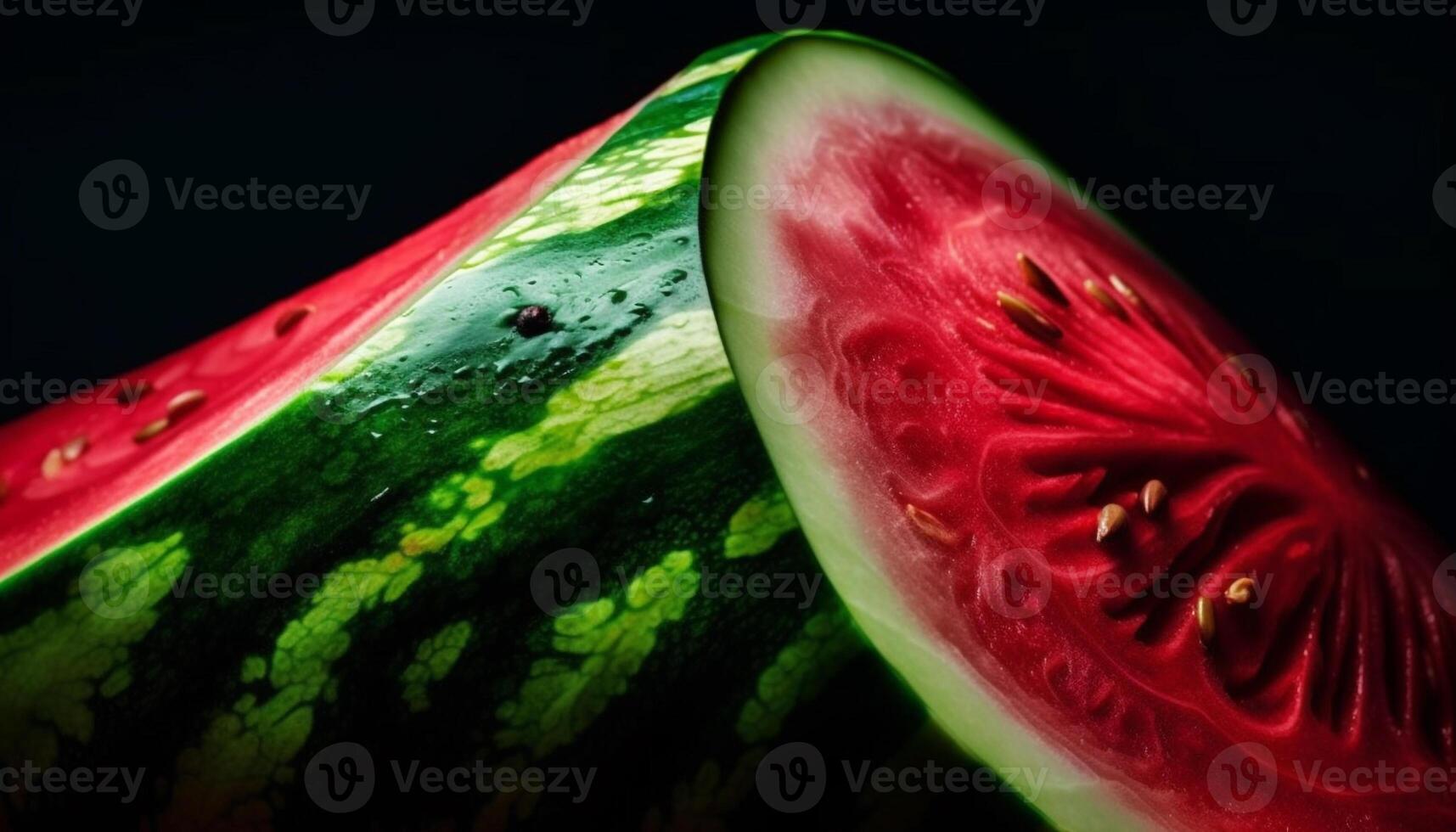 sappig watermeloen plak, versheid van zomer schoonheid gegenereerd door ai foto
