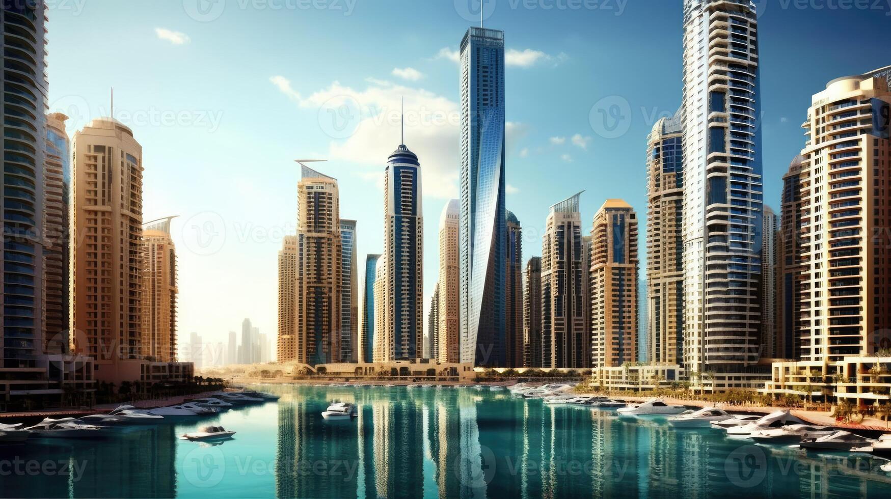 Dubai jachthaven symbool van jumeirah strand en de stad van dubai, Verenigde Arabisch emiraten generatief ai variatie 3 foto