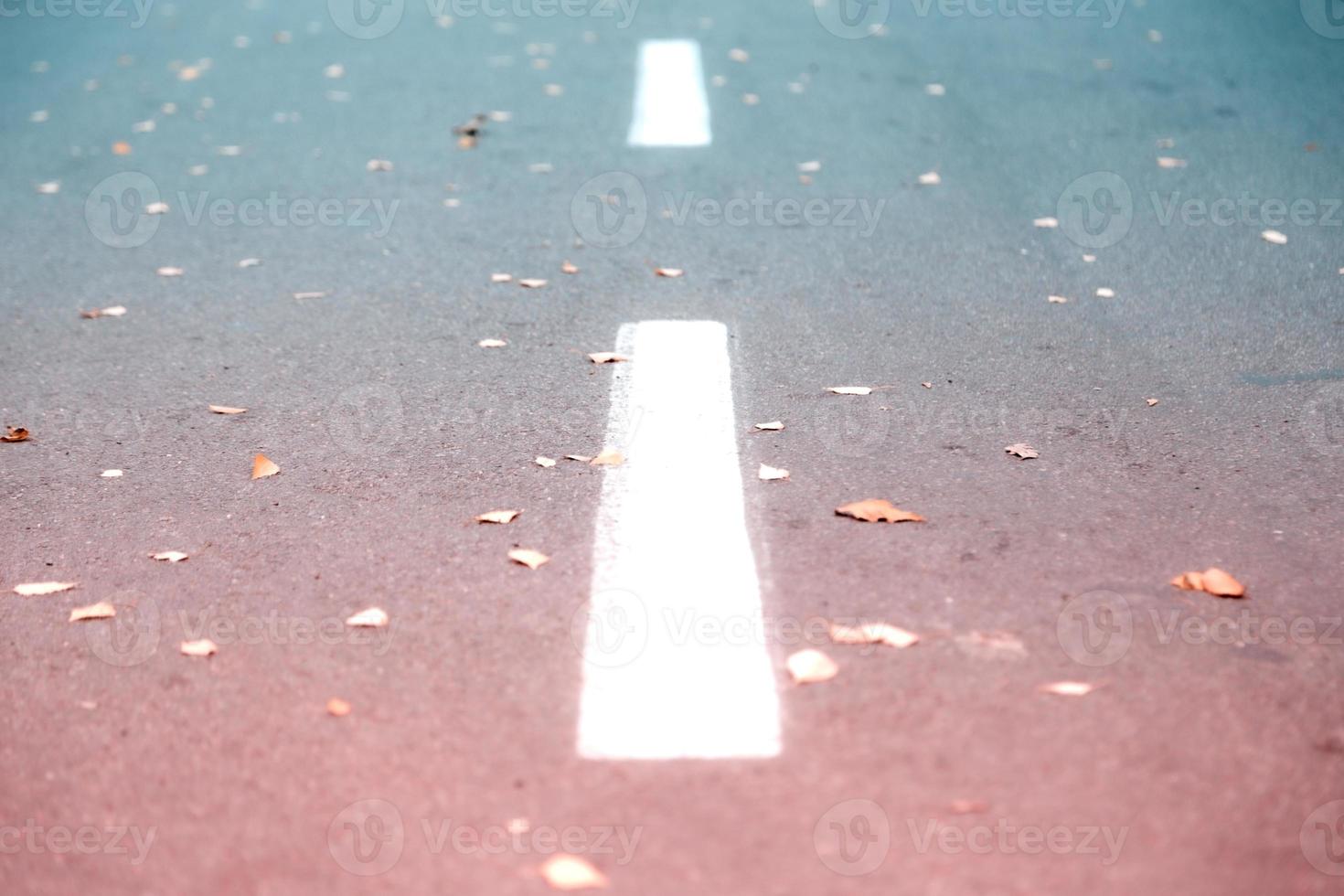 witte wegstrookmarkering op asfalt foto