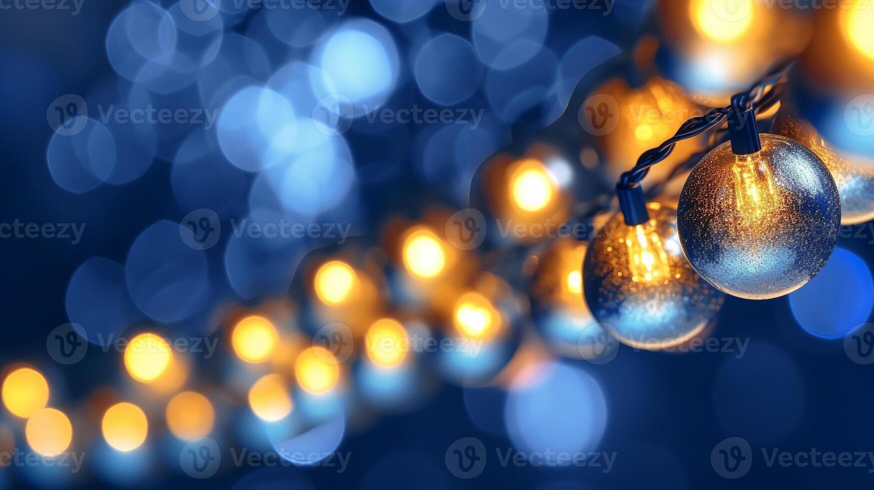 evenement licht engraad concept Kerstmis krans bokeh lichten over- afm blauw vestiging. creatief hulpbron, ai gegenereerd foto