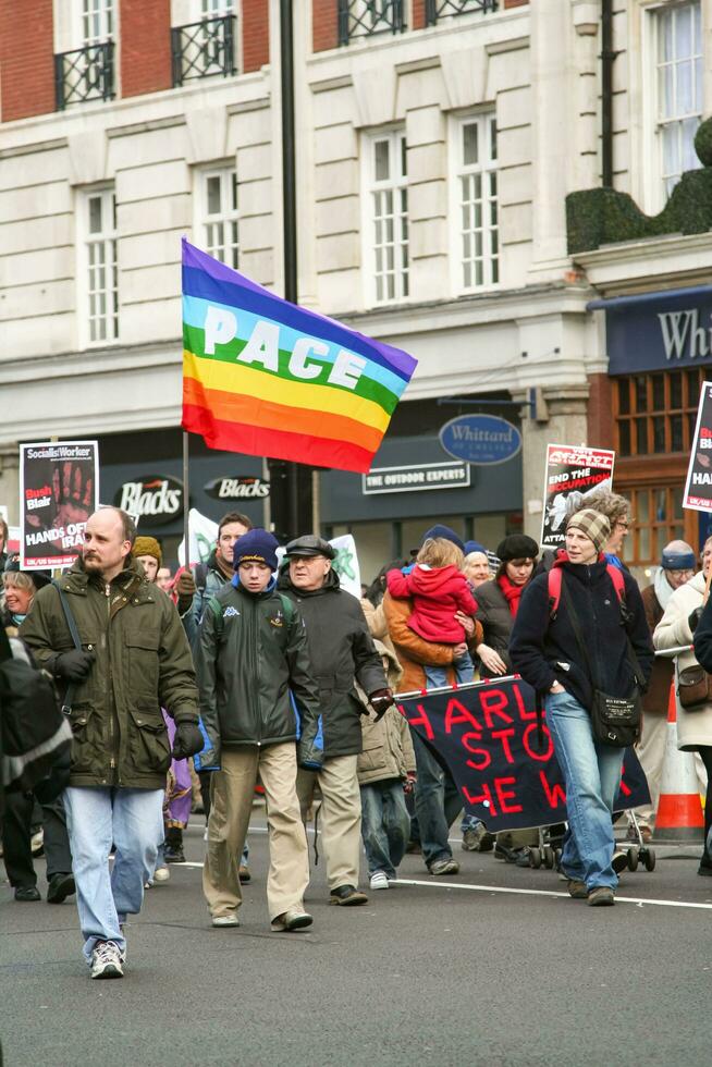 Londen, Verenigde koninkrijk, 18e maart 2006, Londen gemeenschap protest en demonstratie gedurende de oorlog foto