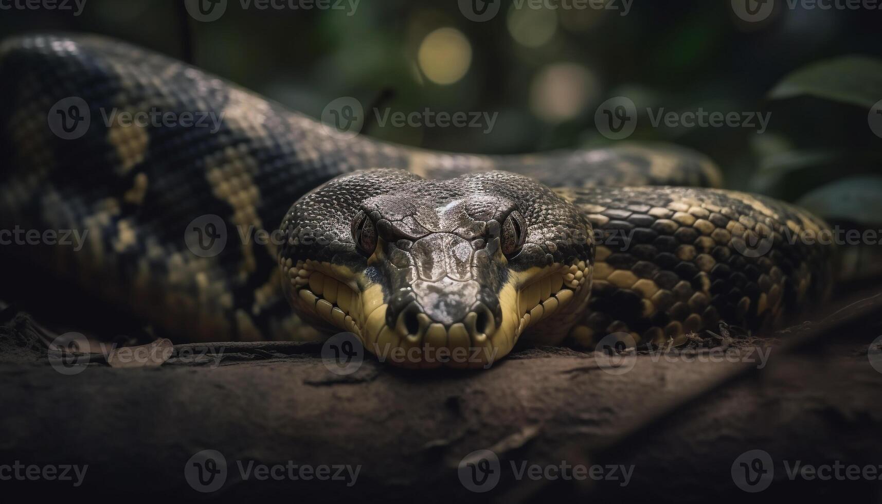 giftig adder tong spiralen in portret gegenereerd door ai foto