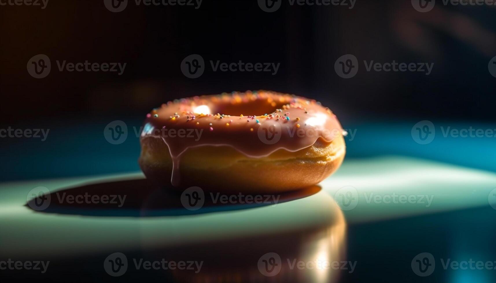 vers gebakken donut met chocola suikerglazuur verleiding gegenereerd door ai foto