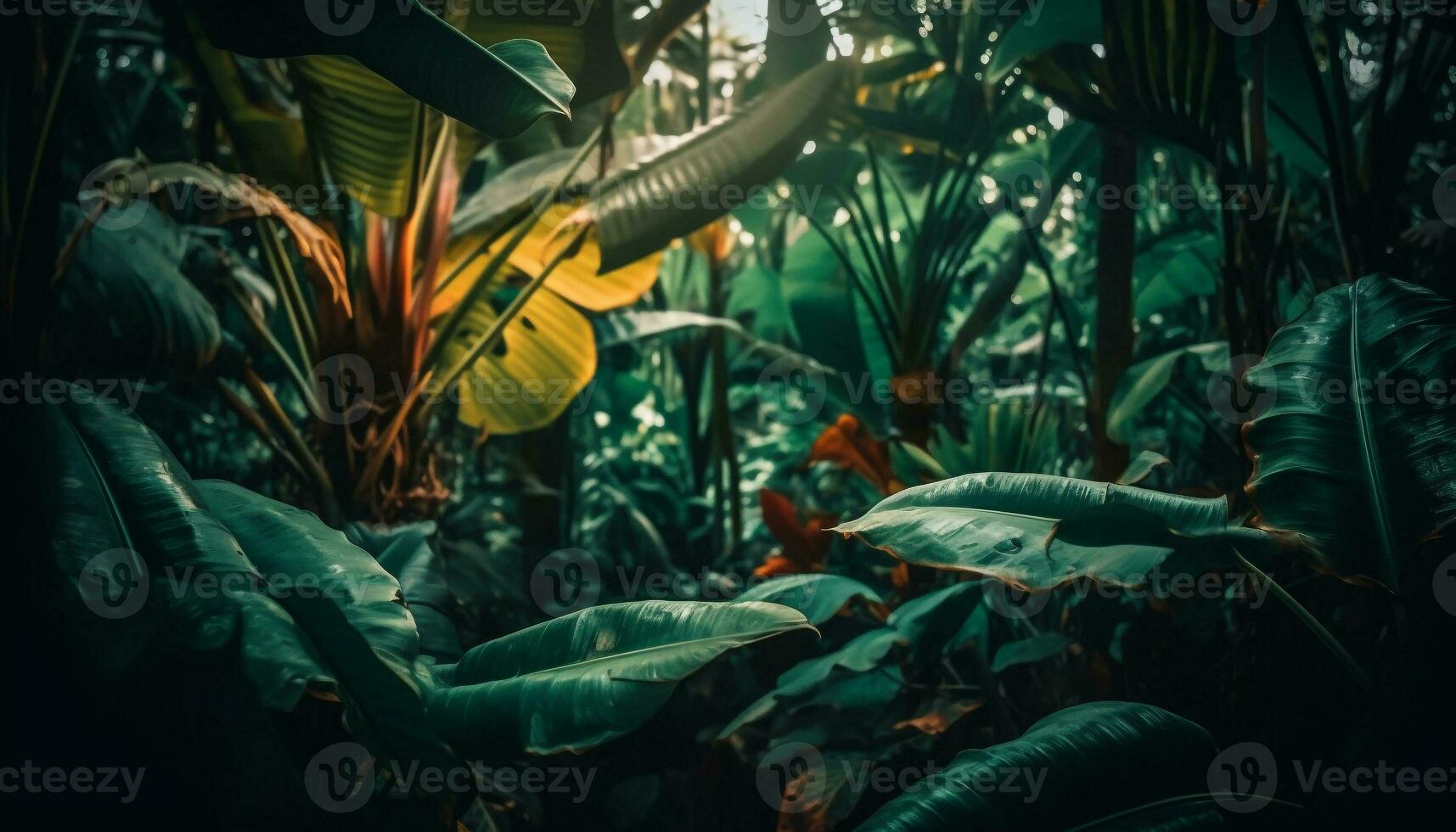 tropisch regenwoud schoonheid in natuur, levendig kleuren gegenereerd door ai foto