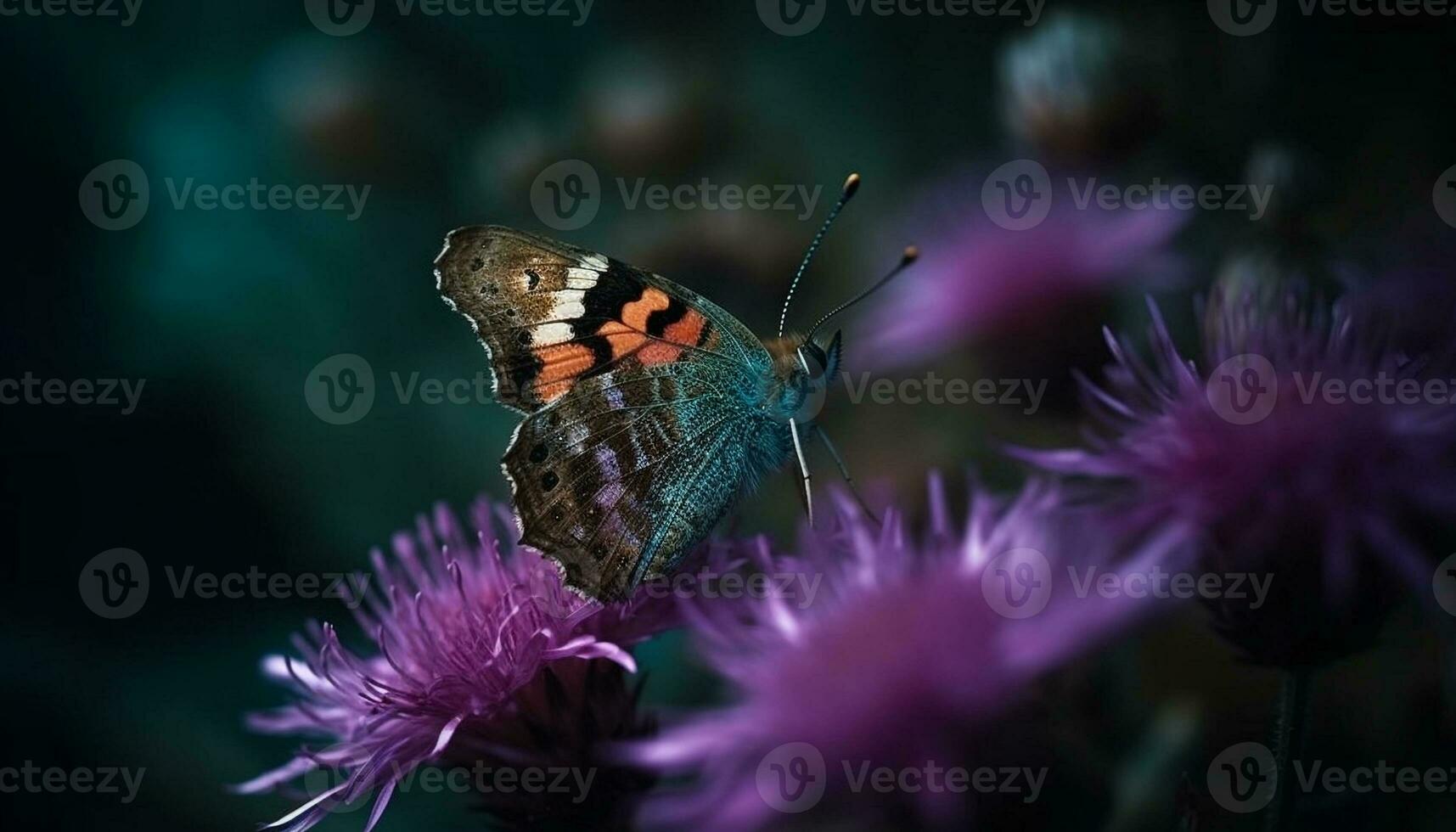 levendig vlinder vleugel, Purper en geel schoonheid gegenereerd door ai foto