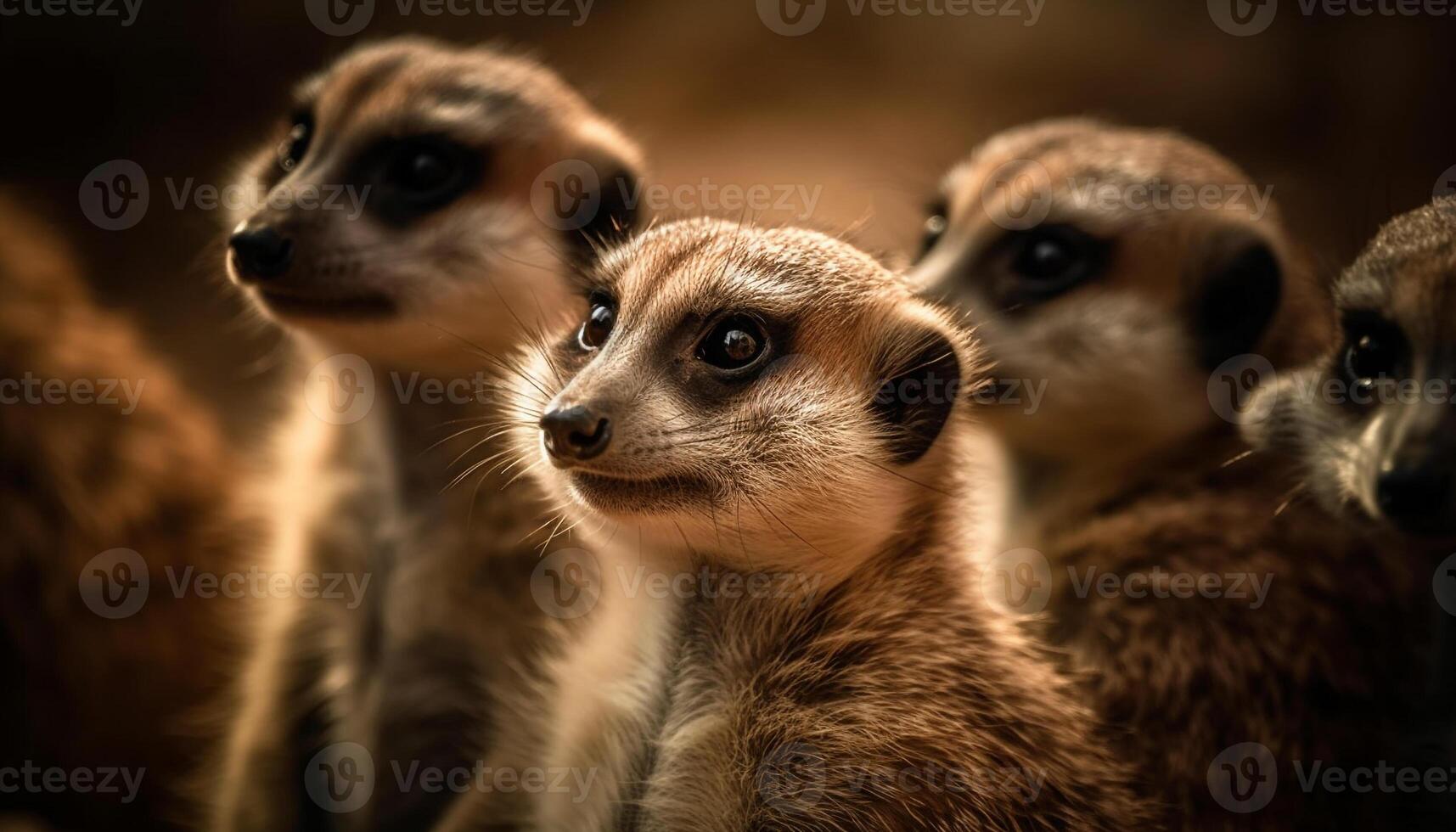 schattig meerkat en lemur staren Bij camera gegenereerd door ai foto