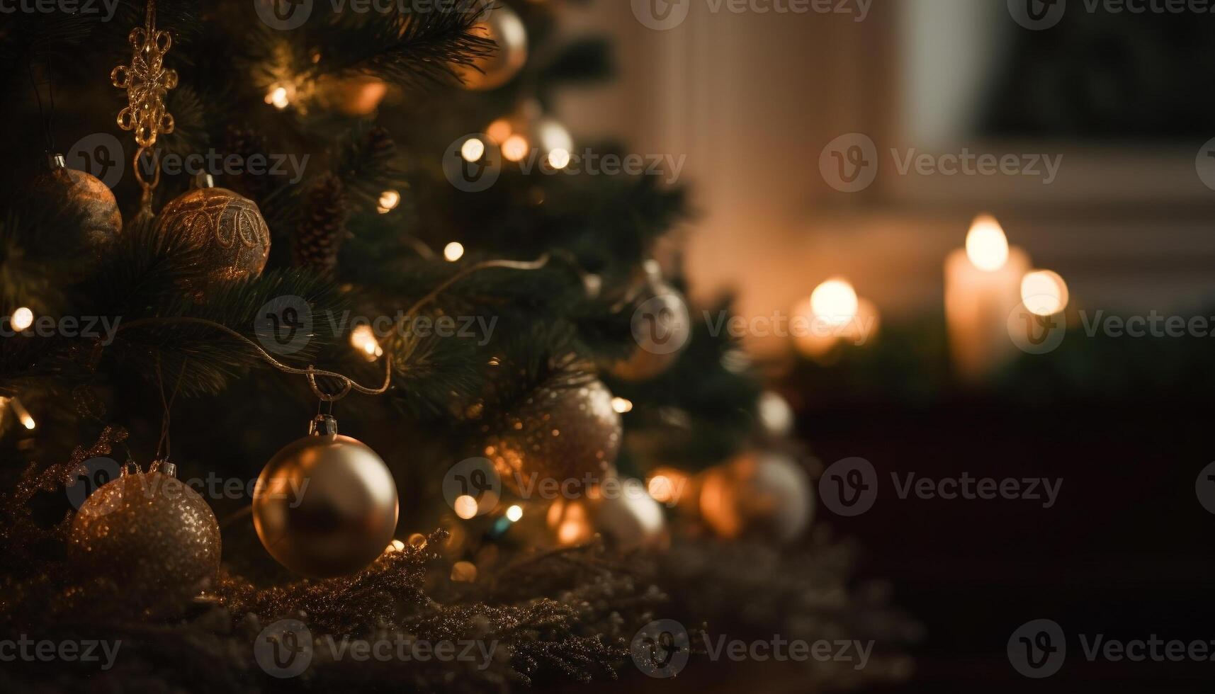 gloeiend Kerstmis boom ornament wordt helderder winter nacht gegenereerd door ai foto