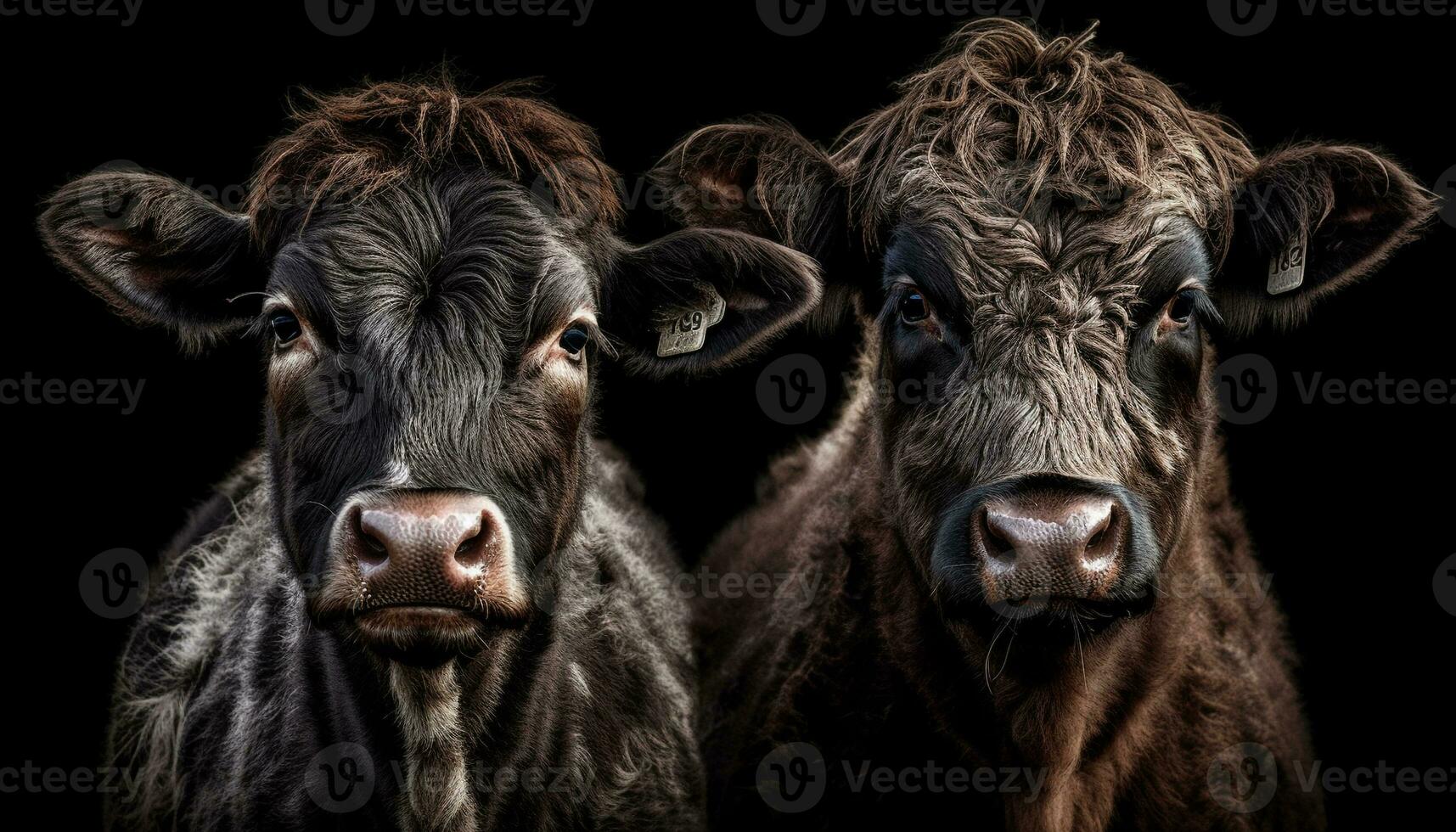 zwart vee begrazing in groen weide gegenereerd door ai foto