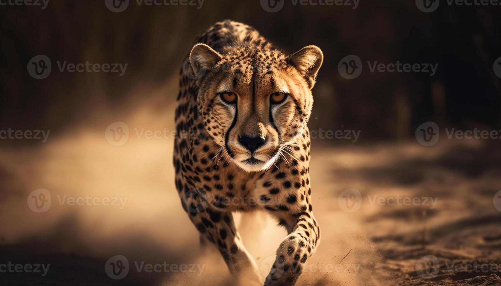 majestueus Jachtluipaard wandelen in Afrikaanse wildernis Oppervlakte gegenereerd door ai foto