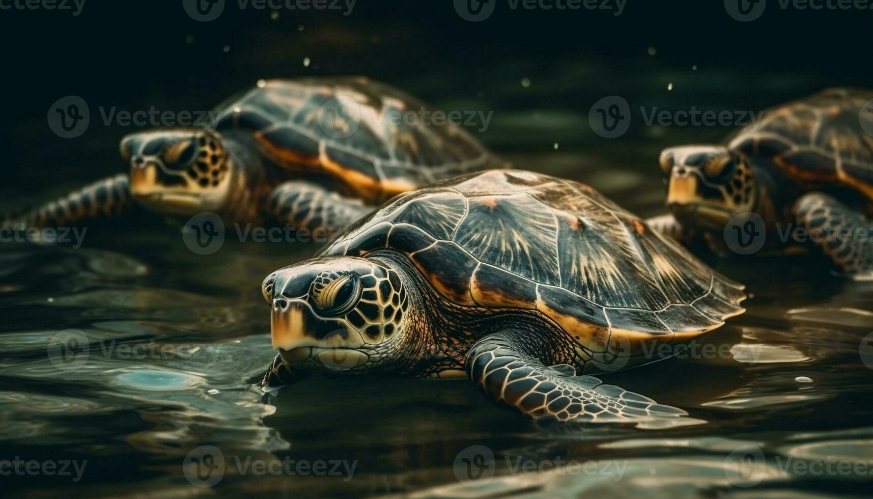 langzaam schildpad kruipt onderwater, volhardend rustig tafereel gegenereerd door ai foto