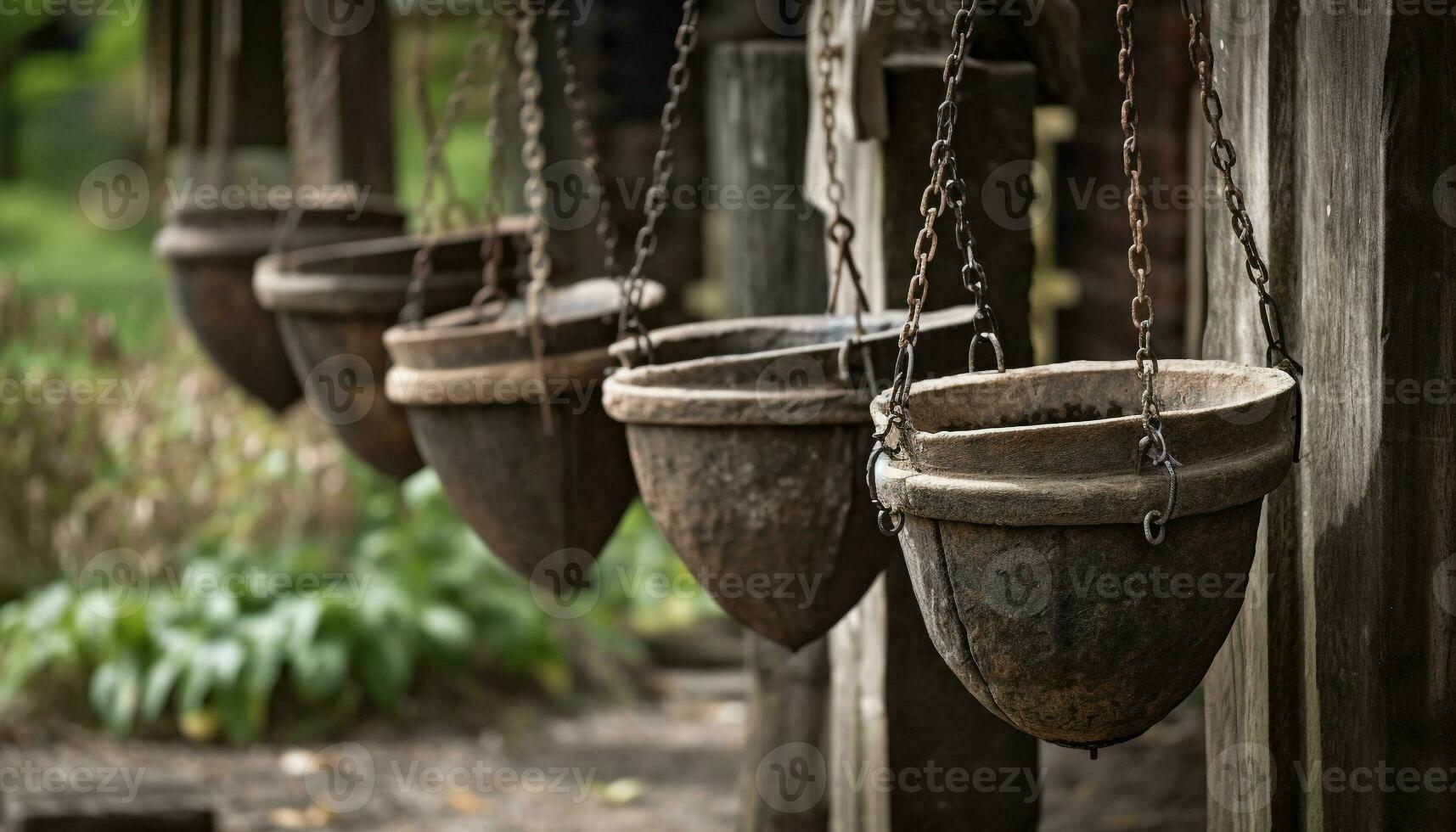 rustiek kom van vers biologisch voedsel buitenshuis gegenereerd door ai foto