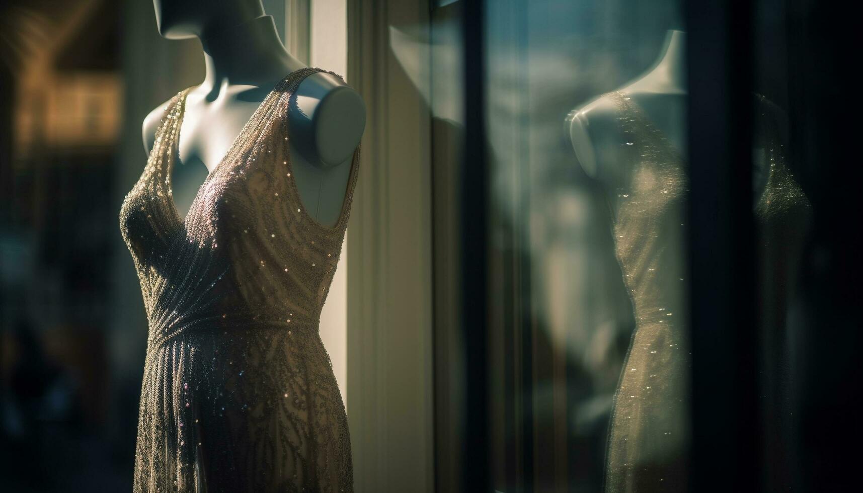 elegant mannequin vitrines ontwerper bruiloft jurk verzameling gegenereerd door ai foto