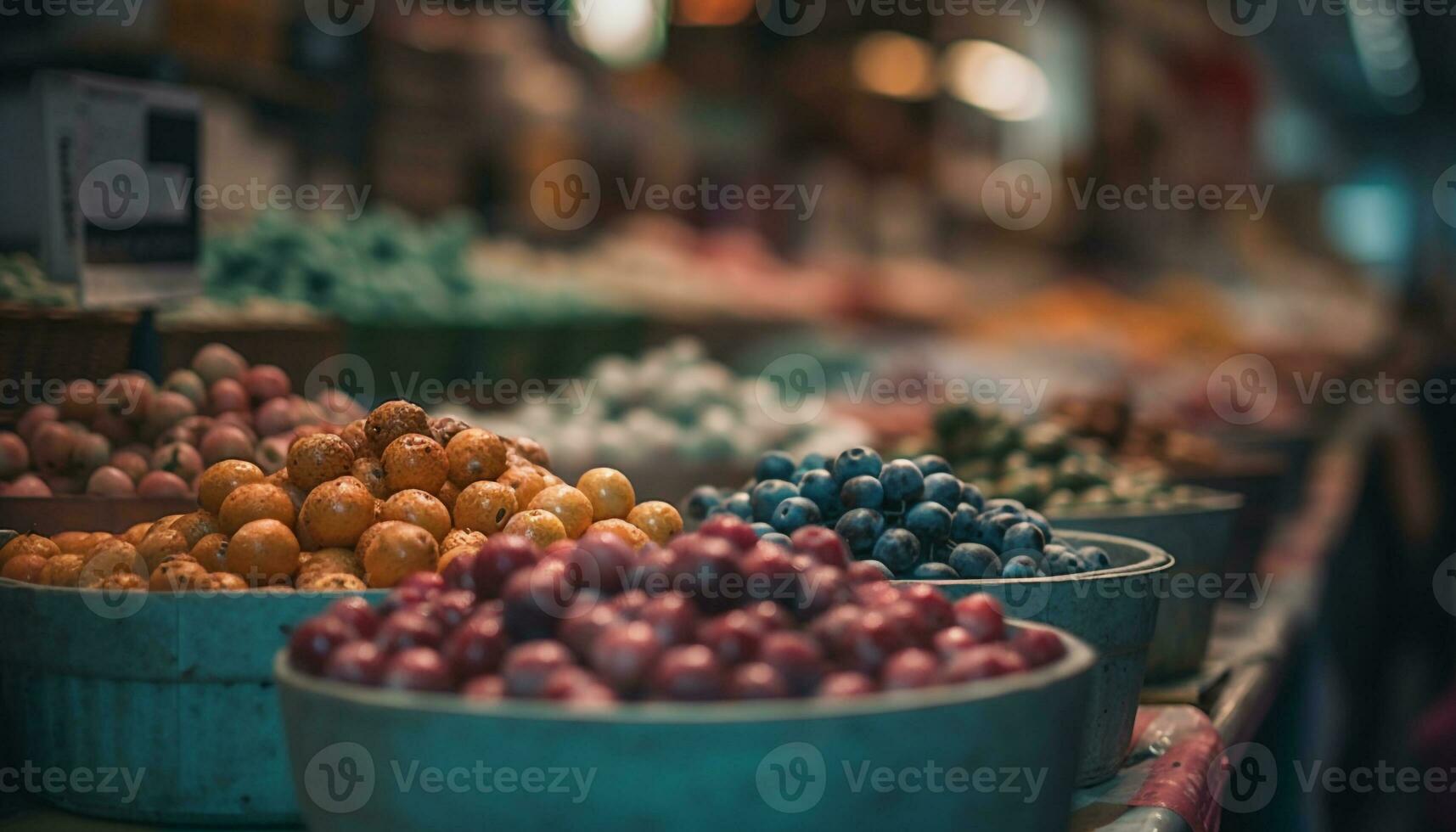 overvloed van vers biologisch fruit in groot mand gegenereerd door ai foto